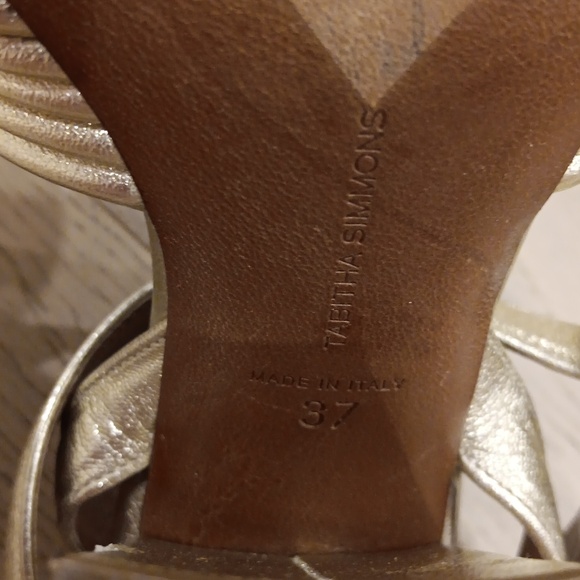 TABITHA SIMMONS Gold Leather Block Heel Sandals Size 37 - Picture 9 of 9